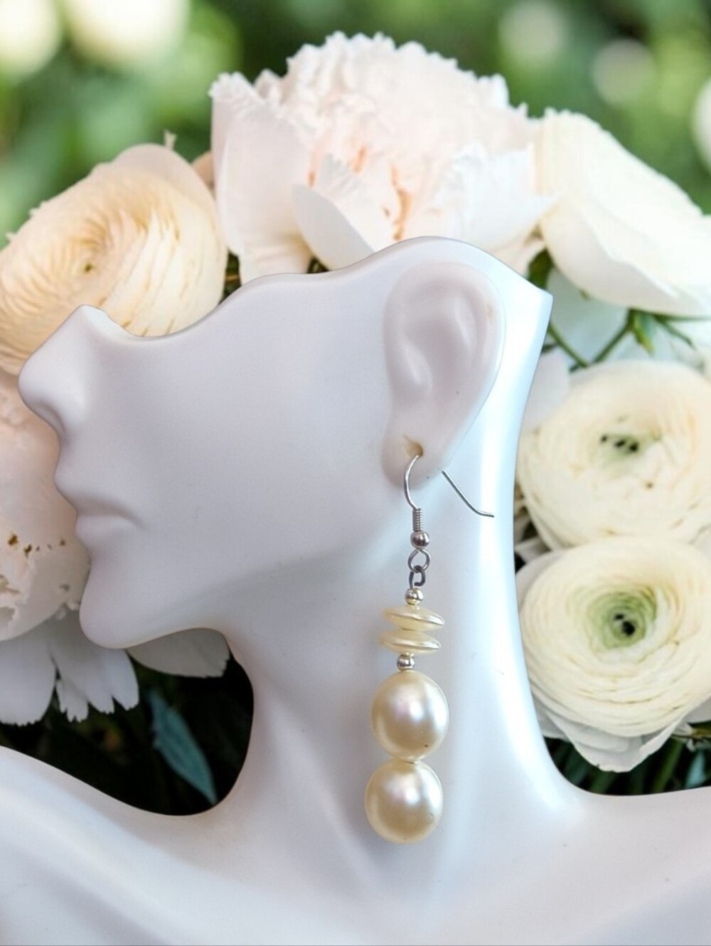 Elegant Cream Pearl Drop Earrings